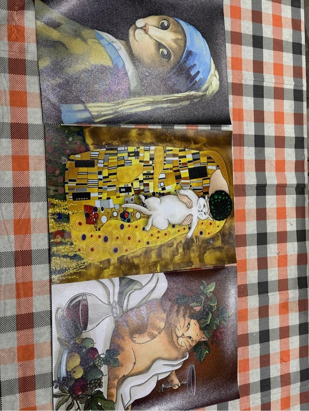 Cat Art Print Set Multicolor & Gold